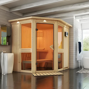 Salle de sauna à vapeur <span class=keywords><strong>3</strong></span> personnes au design moderne Baignoires de spa traditionnelles en bois Villa Sauna adapté Puissance 6kw Fonction infrarouge lointain Hemlock - Product Image 1