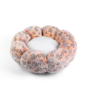 Soft Comfortable Breathable Floral Pattern Pet <b>Beds</b> for Cats and Dogs Round Sleeping <b>Nest</b> Design Hand Wash - Product Image 5