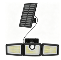 Nouvelle lampe solaire étanche à LED avec capteur de lumière, lampe à trois têtes, haute luminosité, lampe murale solaire pour extérieur, jardin, montage mural