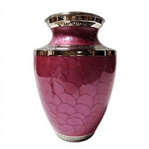 Urna Funeraria Personalizable de Color Morado Esmaltado con Detalles en Plata y Patrón de Escamas para Cenizas de Adultos, Urna Humana de Gran Capacidad - Product Image 1