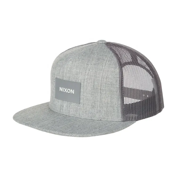 Gute Form Custom Logo Flach Rechnung Snap Back Cap Wolle Mesh Trucker Hut