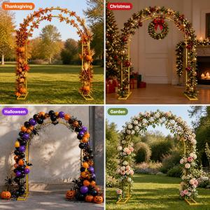 Arco Doble Dorado de 7.2 Pies para Decoración de Fondo, Marco Metálico en Forma de U para Ceremonias Navideñas, Fiestas de Cumpleaños y Decoración de Fondos Fotográficos - Product Image 4