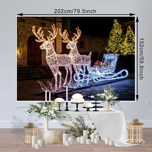 Giáng sinh xe trượt tuyết cảnh backdrop giáng sinh sleigh-elk thiết kế ánh sáng giáng sinh tường Banner Trang trí - Product Image 3