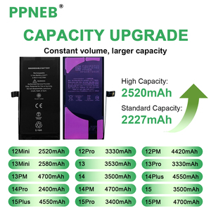 แบตเตอรี่แบบชาร์จได้ความจุสูงสำหรับ <span class=keywords><strong>iPhone</strong></span> 12 13 14 15 Mini Pro Pro Max แบตเตอรี่โทรศัพท์มือถืออะไหล่แท้ รับประกัน 18 เดือน - Product Image 4