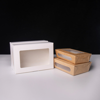 Boîte à sushi en kraft avec fenêtre large, conteneur à sushi jetable biodégradable, emballage alimentaire en gros avec logo personnalisé OEM