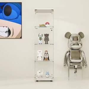 Vitrina de cristal para sala de estar, armario con cerradura, pequeño armario de cristal sin marco, vitrina - Product Image 3