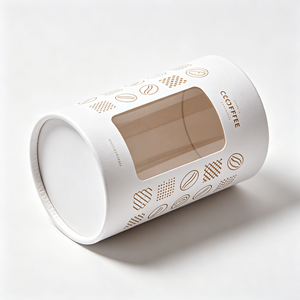 Boîte cylindrique en papier recyclable légère avec fenêtre transparente, tube rond pour emballage de grains de café, pour présentation en supermarché - Product Image 6