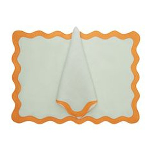 Eco-friendly Stonewash <b>Linen</b> Scalloped Edge Placemat Napkins Wedding Embroidered 100% <b>Linen</b> Napkin <b>Cloth</b> - Product Image 4