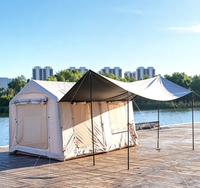 Tente de camping gonflable OEM, auvent anti-soleil et anti-pluie, abri de glamping à 3 portes, quatre saisons, en PVC Oxford 420D durable pour l'extérieur