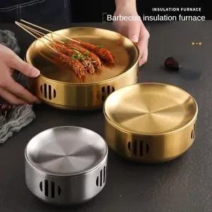 韩式烧烤炉，不锈钢桌面烧烤炉，适合家庭和露营 - 便携式酒精炉，室内/室外烧烤套件 - Product Image 4