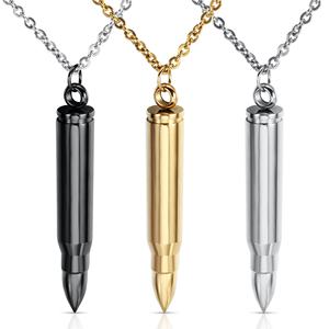 Collana da Uomo di Tendenza Street Hip Hop con Ciondolo a Proiettile in Acciaio Inossidabile Placcato <span class=keywords><strong>Oro</strong></span> Argento Inciso per Gioielli <span class=keywords><strong>Maschili</strong></span> - Product Image 1