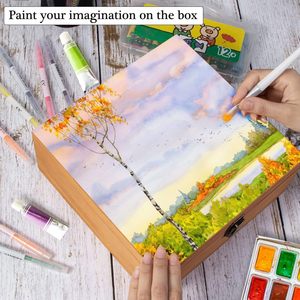 Wooden <strong>Box</strong> Storage <strong>Box</strong> Container with Hinged Lid and Front Clasp Wood <strong>Box</strong> for Crafts Art Hobbies and Valentine's Day Decoration - Product Image 4