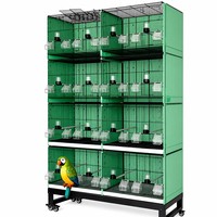 4 cages à canaris rectangulaires, empilables, respirantes, élégantes, en fil de fer, avec fermeture à poussoir, plateau en plastique et mangeoire à nourriture et à eau