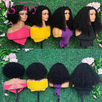 Perruque bandeau SDD double épaisseur, cheveux humains bouclés afro, fournisseurs de cheveux humains vierges brésiliens, densité complète, demi-perruques pas chères sans dentelle