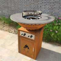 Ensemble de meubles de jardin d'extérieur pour patio, table de foyer ronde pour barbecue au propane, table de foyer pour barbecue