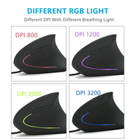 2026 Desain Ergonomis USB RGB Mini 5.0 Mouse Optik Tangan Kanan Vertikal 3000 DPI Gaming untuk Komputer PC Laptop