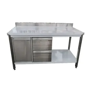 Chinese Factory Commercial Restaurant 304/201 with Backboard stainless steel kitchen work table