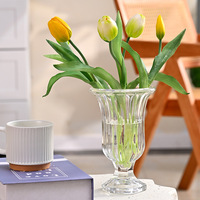Vase en verre poli transparent de style rétro et luxueux, design minimaliste, décoration florale pour les tables de salle à manger et de salon