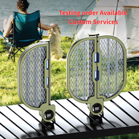 Raquette électrique anti-moustiques pliable avec lumière LED, affichage de la batterie, rechargeable par USB, pour le camping et les terrasses extérieures