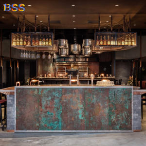 Barra de <span class=keywords><strong>Bar</strong></span> en Forma de U, Estilo Industrial, Cobre Envejecido Patinado, Encimera de Cuarzo Personalizada, Barra de <span class=keywords><strong>Bar</strong></span> de Hierro Rústico, Latón Antiguo - Product Image 6