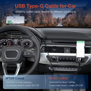 <span class=keywords><strong>USB</strong></span> C 3.2 Gen2 20 Gbit/s 4K Bio Coiled Typ C Ladekabel 1M Einziehbare Stretchfeder-Schnell ladekabel kamera - Product Image 2