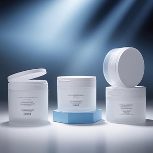 Vente en gros de pots en plastique PP élégants de 50g, 100g, 120g, 150g, contenants pour crème cosmétique givrés avec cuillère, pots pour tampons de coton avec pince - Product Image 1