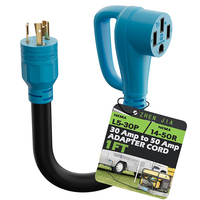 NEMA L5-30P à 14-50R RV Cordon adaptateur de verrouillage de générateur 1 Ft/ STW 10/3-Bleu