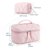 Pochette de voyage personnalisée avec logo, en nylon, fermeture éclair, légère, rembourrée, douce et moelleuse, pour le maquillage et les cosmétiques