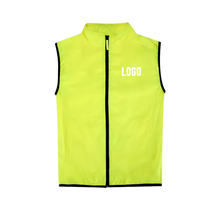 Custom Logo high Visibility Sleeveless Jacket Vest with Reflective for Road Cycling Vest Jerseys Shirts