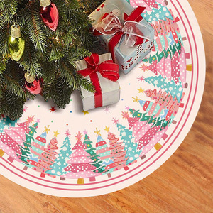 Jupe de sapin de Noël YUELIAN 120 cm dorée imprimée, écologique, en peluche courte, vente en gros d'usine, décoration de sapin - Product Image 4