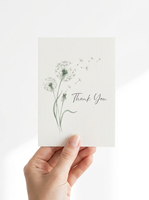 Cartes de remerciement personnalisées en gros, motif floral pissenlit aquarelle avec enveloppe |   Cartes de vœux personnalisées pour les entreprises de mariage