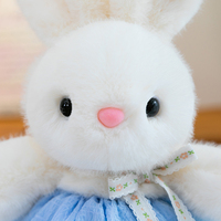 Lindo Peluche de Conejita Blanca con Vestido de Encaje y Falda con Lazo, Muñeca de Peluche de Animal, Venta al por Mayor, Regalo para Niñas en Días Festivos y Cumpleaños, Decoración del Hogar