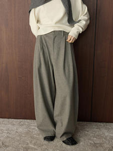 Pantalones de Traje Largos para Mujer, Estilo Casual de Invierno, Plisados, Curvos, Holgados, de Cintura Alta, Ecológicos, Estilo Francés - Product Image 2