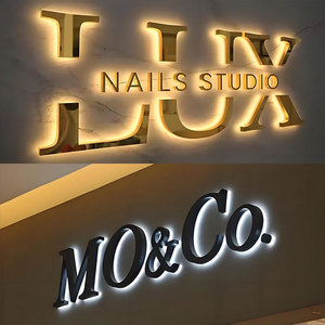 Magasin de fumée personnalisé ouvert logo lettre illuminée extérieur lettres 3d or enseigne lumineuse métal <span class=keywords><strong>bac</strong></span> - Product Image 1