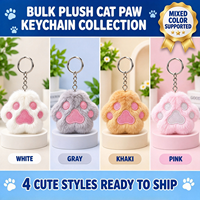 Porte-clés en peluche patte de chat douce de 4 pouces, breloque de sac en forme de griffe, prix pour machine de jeu d'arcade de centre commercial, stock direct usine