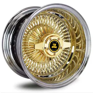 Jiangzao 2022 new 13 14 inch custom gold wire spoke wheels forged wheels 5x120 for rolls royce cadillac thunderbird chevrolet