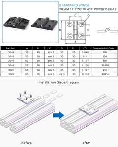 चीन की निर्माता 3046 काले डाई कास्टिंग भारी 40*40 मिमी 40x40 मिमी हिंज एल्यूमीनियम एक्सट्रूज़न प्रोफाइल 20 30 40 मिमी हिंज - Product Image 6