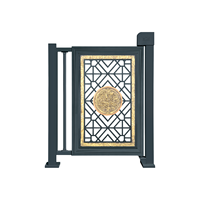 Barrière pivotante intelligente en alliage d'aluminium avec panneau décoratif en bambou sculpté pour contrôle d'accès piétonnier de villa