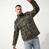Veste matelassée utilitaire pour homme OEM ODM, en toile, style cargo, multi-poches, décontractée, respirante, col montant, pour l'extérieur