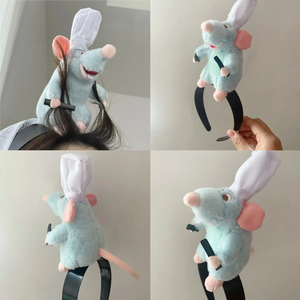 Divertidas Diademas de <span class=keywords><strong>Ratatouille</strong></span> de Dibujos Animados para Mujer, Diademas de Felpa de Coral con Muñeco de Ratón, Accesorios para el Cabello para Fiestas de Disfraces, Juguetes de Peluche - Product Image 6
