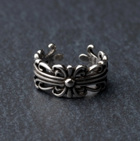 Bagues ouvertes ajustables empilables en argent plaqué 925, style punk gothique, motif floral sculpté, vintage et antique