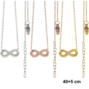 สร้อยคอแฟชั่นสแตนเลสสตีลชุบทอง 18k PVD ประดับเพชรซิคอนรูปอินฟินิตี้ ตัวเลข <span class=keywords><strong>8</strong></span> พร้อมจี้อินฟินิตี้และโซ่เส้นเล็ก - Product Image 4