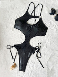Xuanlang 2024 Nouveau maillot de bain une pièce tendance noir en tissu texturé spécial, maillot de bain pour femmes, bikinis et vêtements de <span class=keywords><strong>plage</strong></span> - Product Image 3