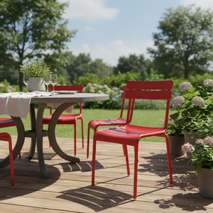 Elegante Sedia da Giardino in Metallo Rosso - Product Image 3