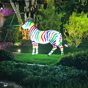 Toptan LED ışıkları bahçe dekorasyon Zebra lambası fiberglas Zebra heykeli ışık için eğlence parkı