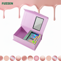 Boîte magnétique rigide en papier artistique imperméable et écologique FUSSEN pour ongles press-on, emballage personnalisé avec logo rose