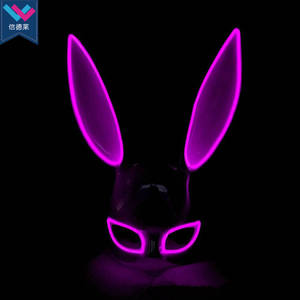 <span class=keywords><strong>Maschera</strong></span> da <span class=keywords><strong>Coniglio</strong></span> Femminile T-Worthy Carnival in PVC con Filo EL e Luci LED per Feste di Halloween e Mascherate in Discoteca - Product Image 2