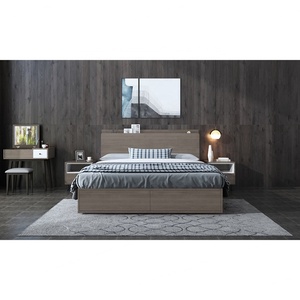 Juego de Muebles de Dormitorio de Madera Maciza con Base de Cama Queen Size y Almacenamiento, Fabricado en China con Tablero de Melamina+MDF - Product Image 1