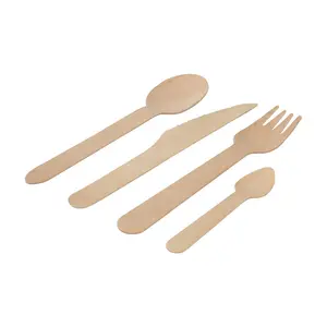 Couteau de cuisine jetable, 10 pièces de haute qualité en bois Durable fourchette en bois, ensemble d'ustensiles de cuisine