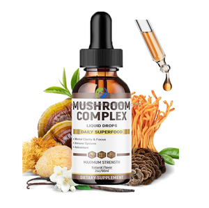 Extracto de hongo de etiqueta privada, complejo de melena de León, alta vitamina D, sistema inmunológico, cerebro, hongos mixtos, gotas líquidas - Product Image 1